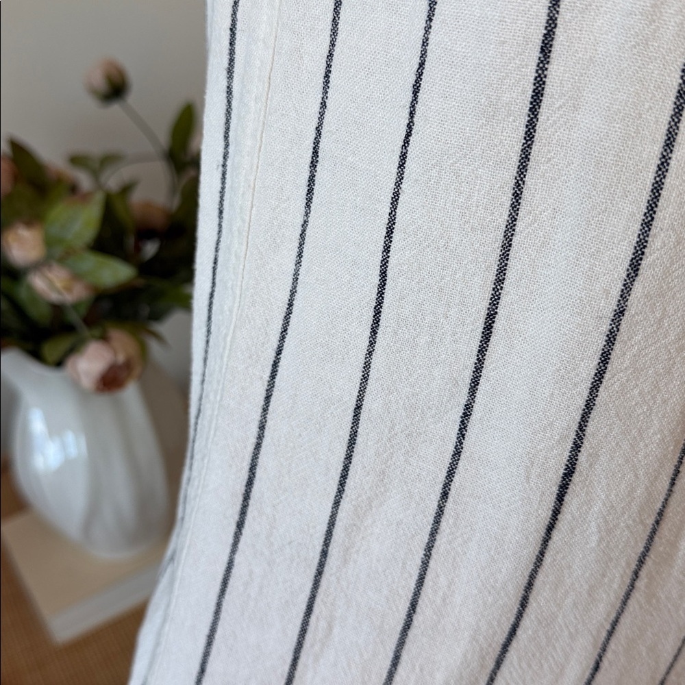 Philosophy Linen Stripe Shift Dress White Black Coastal Euro Summer Minimalist - Picture 8 of 15